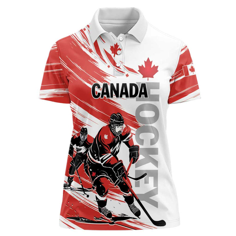 Custom Canada Hockey Canada Owns Hockey Women Polo Shirt
