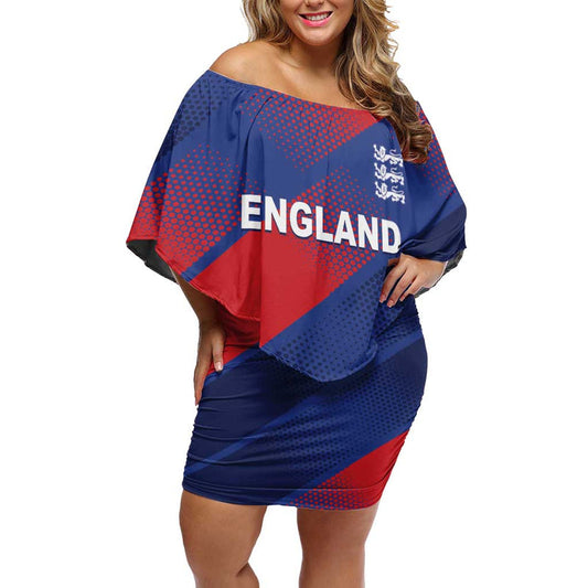 Custom England Cricket Come On Three Lions Off Shoulder Short Dress