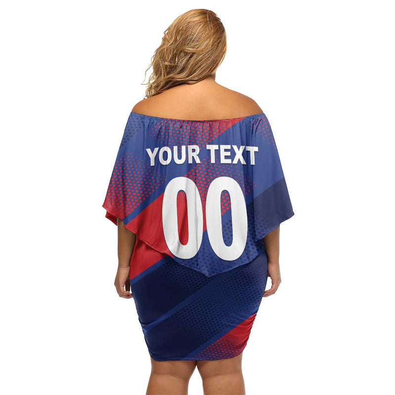 Custom England Cricket Come On Three Lions Off Shoulder Short Dress