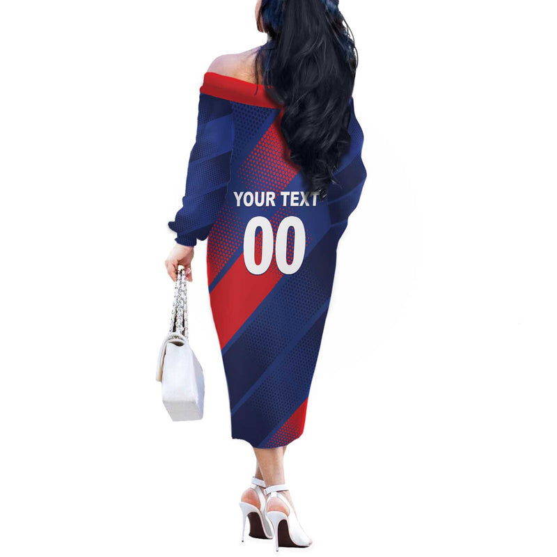 Custom England Cricket Come On Three Lions Off The Shoulder Long Sleeve Dress