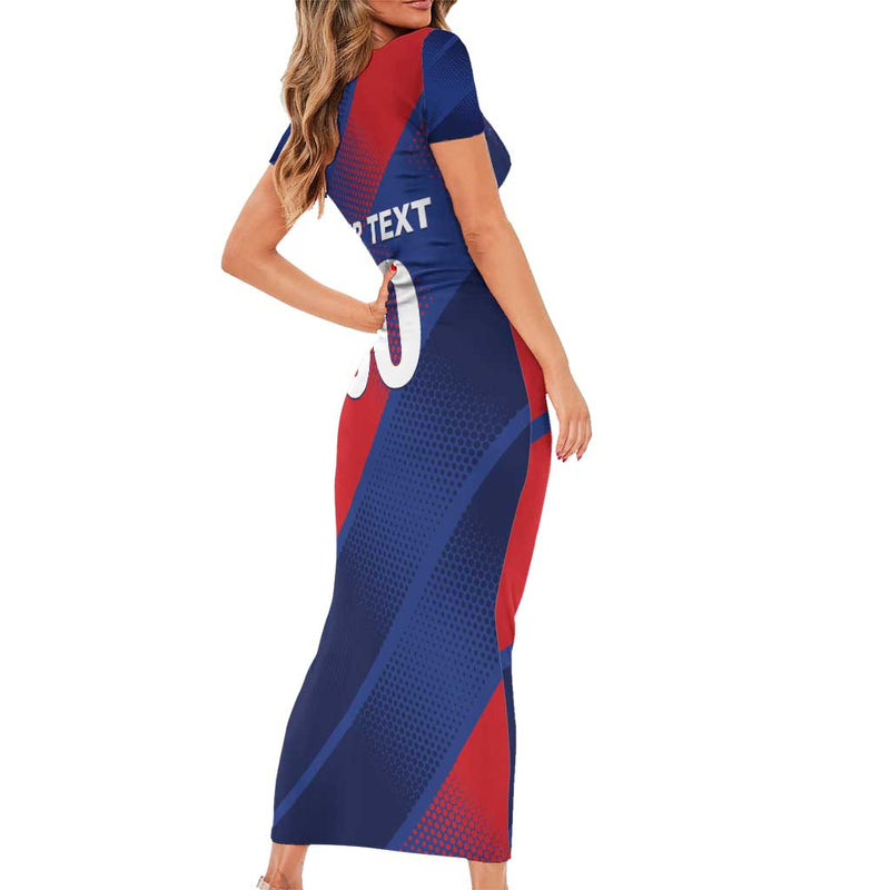 Custom England Cricket Come On Three Lions Short Sleeve Bodycon Dress