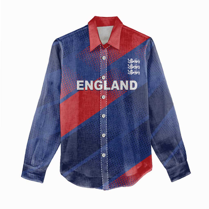 Custom England Cricket Come On Three Lions Women Casual Shirt