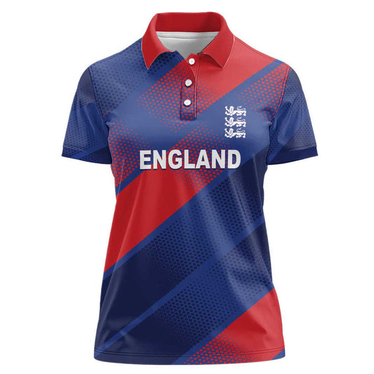 Custom England Cricket Come On Three Lions Women Polo Shirt