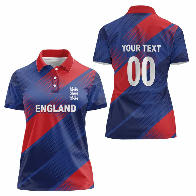 Custom England Cricket Come On Three Lions Women Polo Shirt