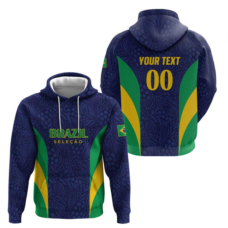 Custom Brazil Football Hoodie Canary Squad Go Champions