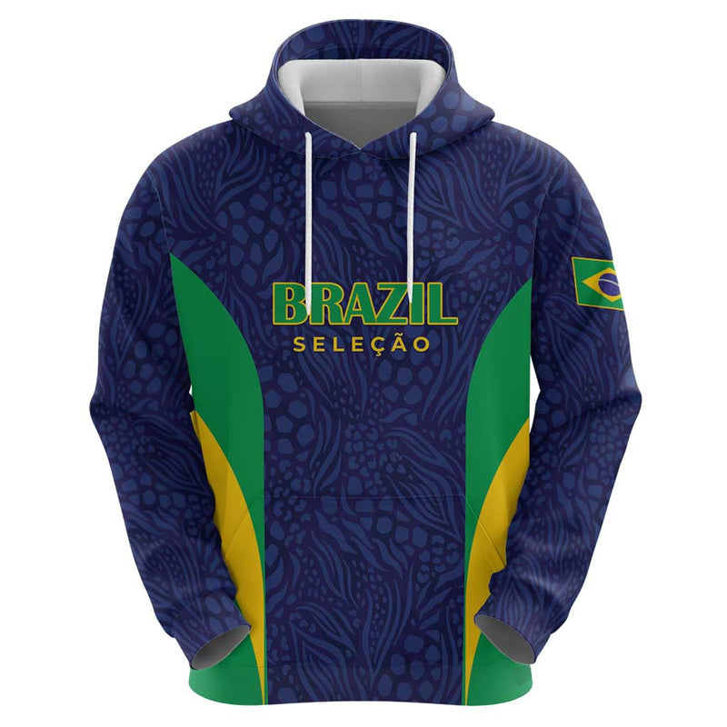 Custom Brazil Football Hoodie Canary Squad Go Champions