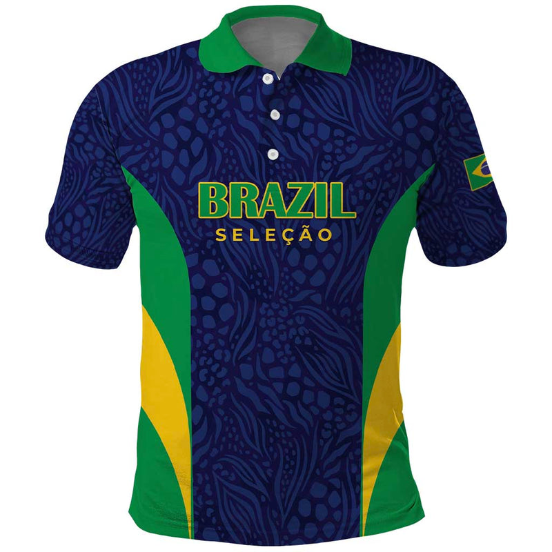 Custom Brazil Football Polo Shirt Canary Squad Go Champions