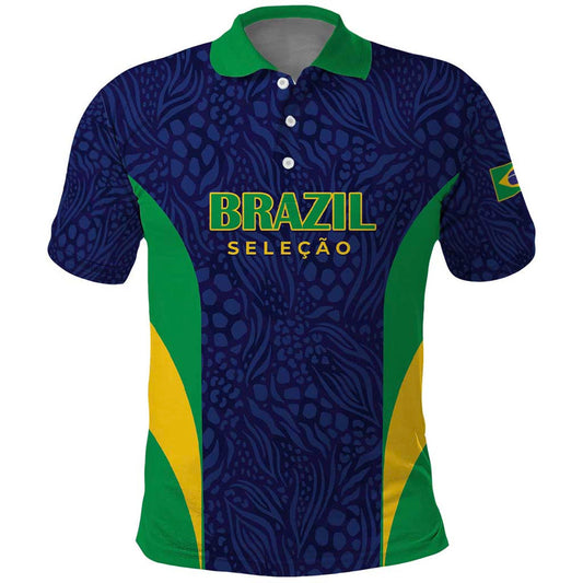 Custom Brazil Football Polo Shirt Canary Squad Go Champions