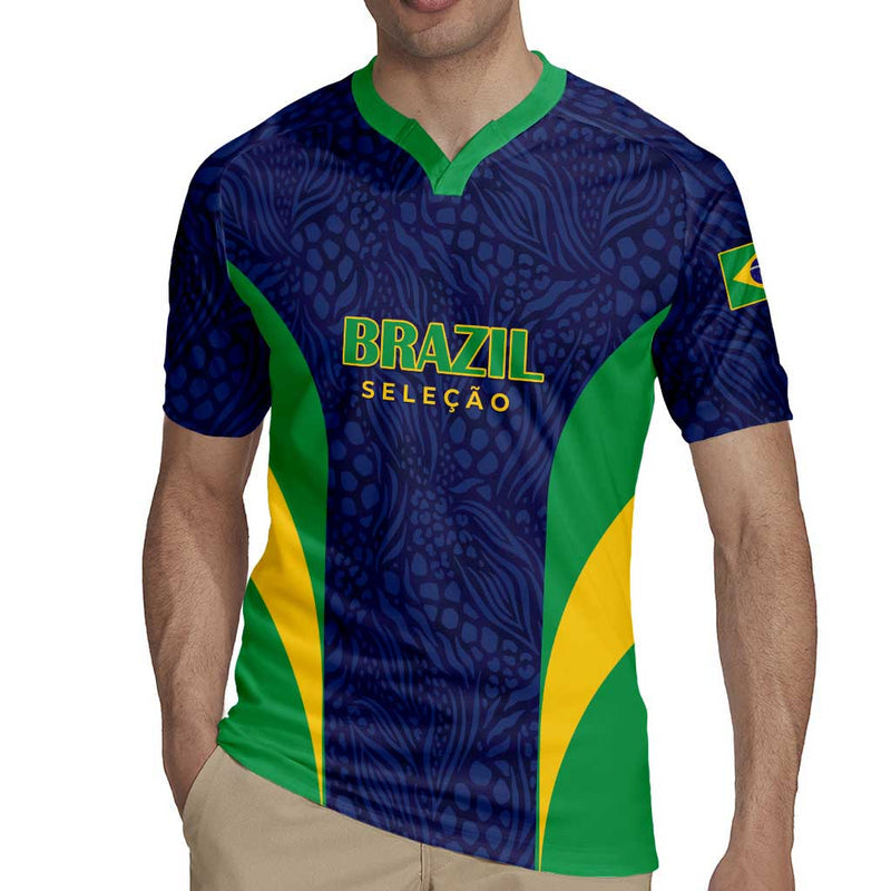Custom Brazil Football Canary Squad Go Champions Rugby Jersey
