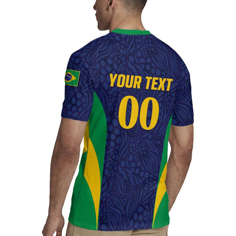 Custom Brazil Football Canary Squad Go Champions Rugby Jersey