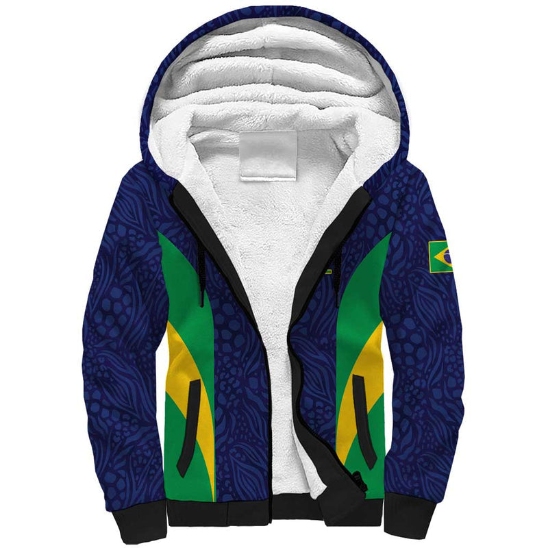 Custom Brazil Football Sherpa Hoodie Canary Squad Go Champions