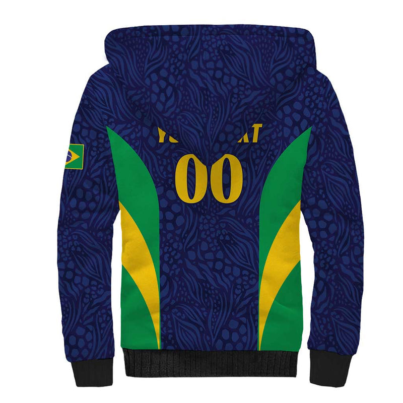 Custom Brazil Football Sherpa Hoodie Canary Squad Go Champions