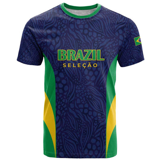 Custom Brazil Football T Shirt Canary Squad Go Champions