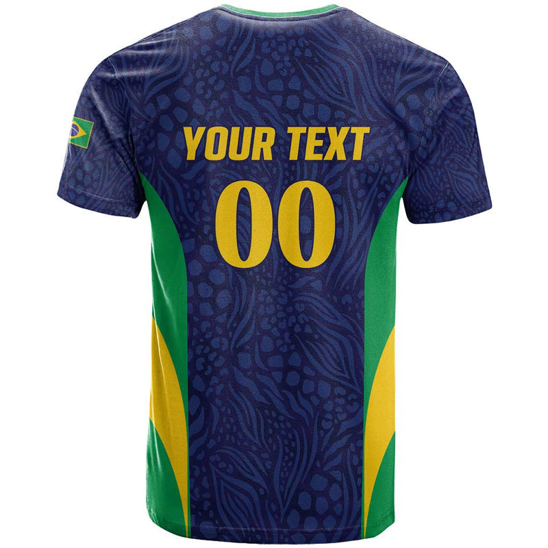 Custom Brazil Football T Shirt Canary Squad Go Champions