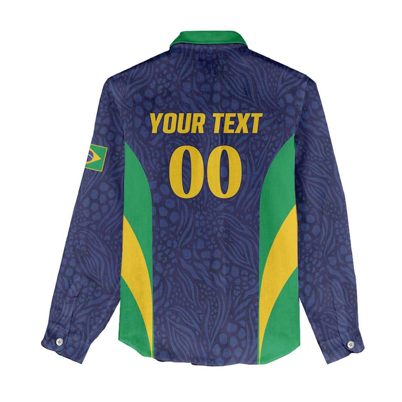 Custom Brazil Football Women Casual Shirt Canary Squad Go Champions