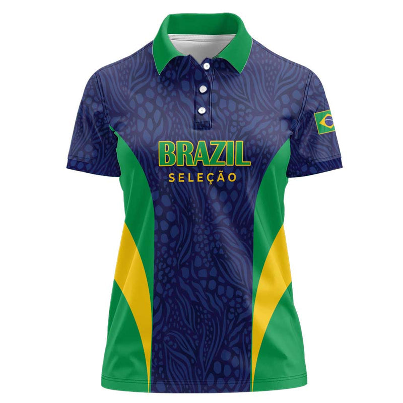 Custom Brazil Football Women Polo Shirt Canary Squad Go Champions