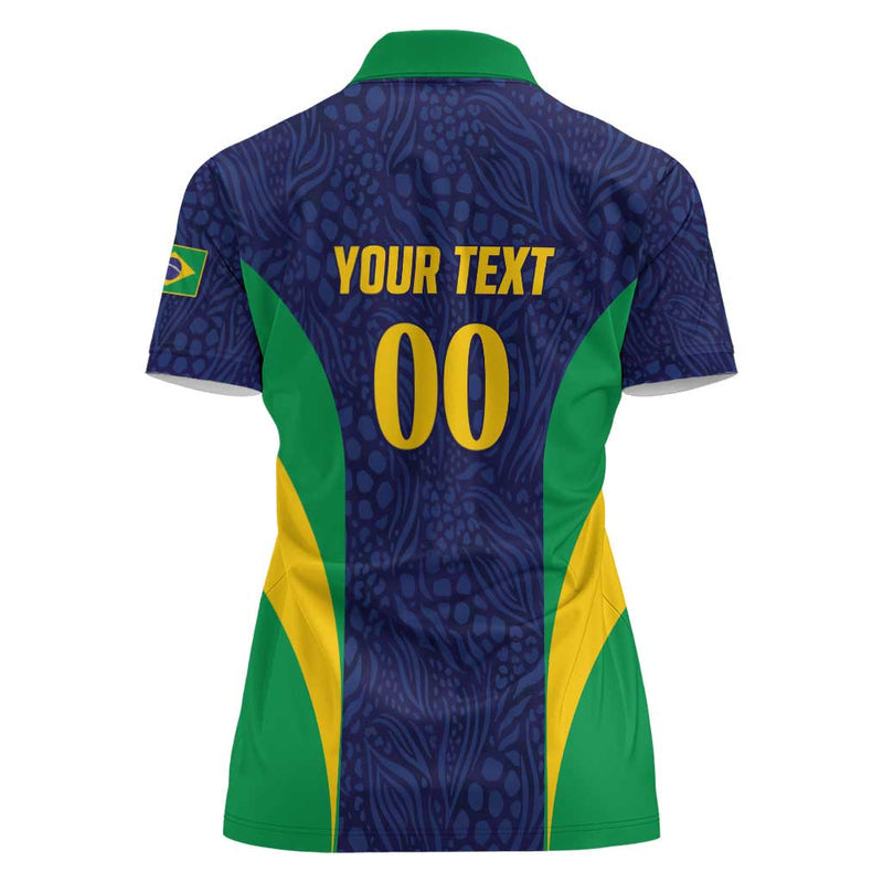 Custom Brazil Football Women Polo Shirt Canary Squad Go Champions