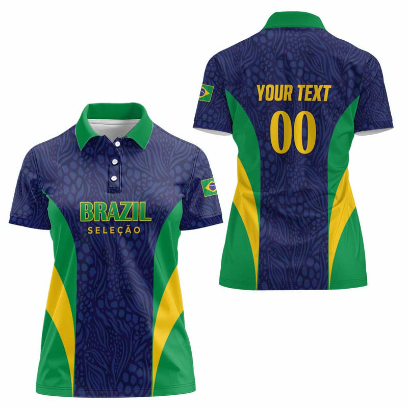 Custom Brazil Football Women Polo Shirt Canary Squad Go Champions