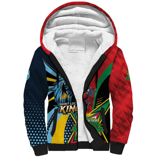Custom Cricket Match 2025 Sherpa Hoodie Amazon Warriors Guyana Vs Kings St Lucia