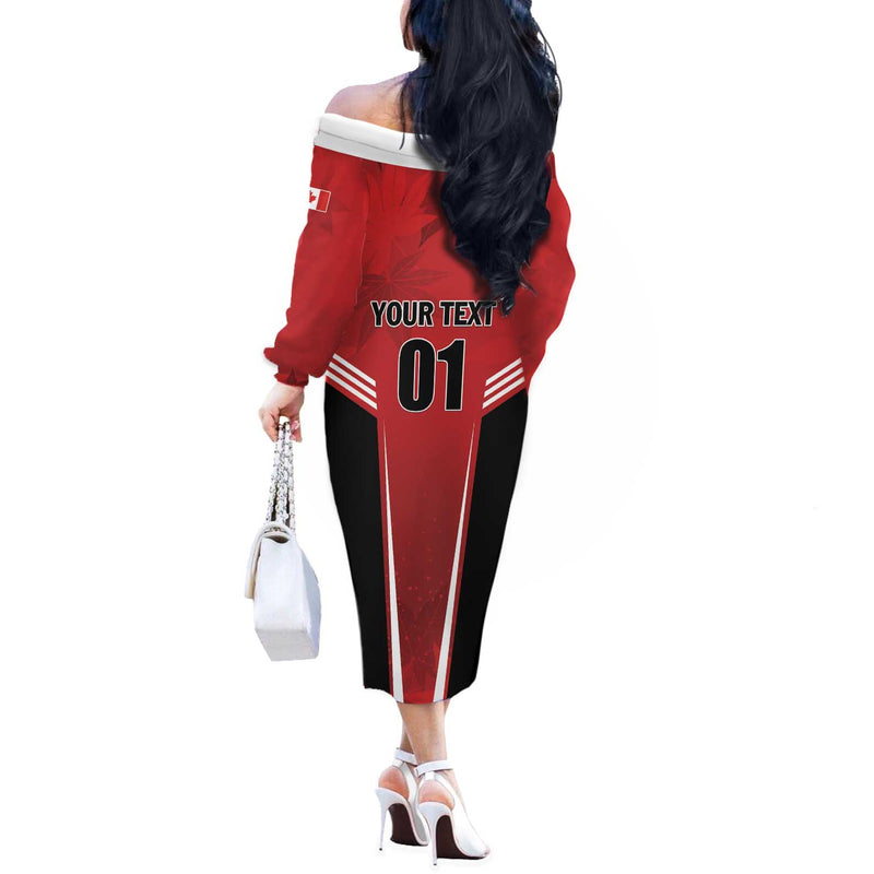 Custom Canada Basketball Dream Because I Can Off The Shoulder Long Sleeve Dress