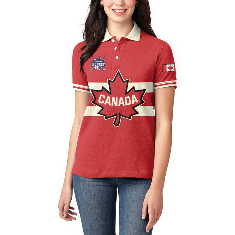 Custom Canada Hockey Canada Team Go Champions Women Polo Shirt