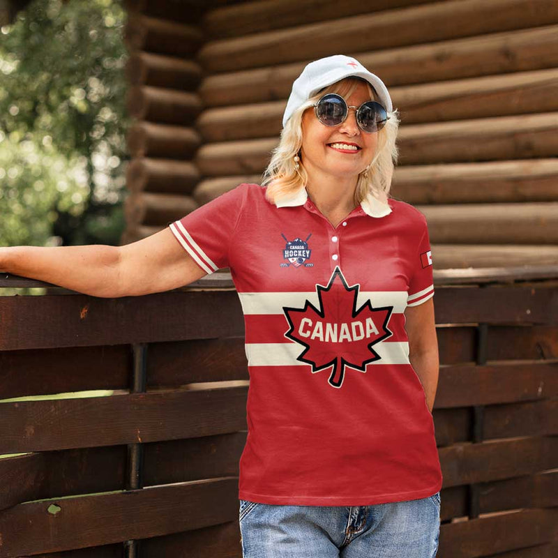 Custom Canada Hockey Canada Team Go Champions Women Polo Shirt