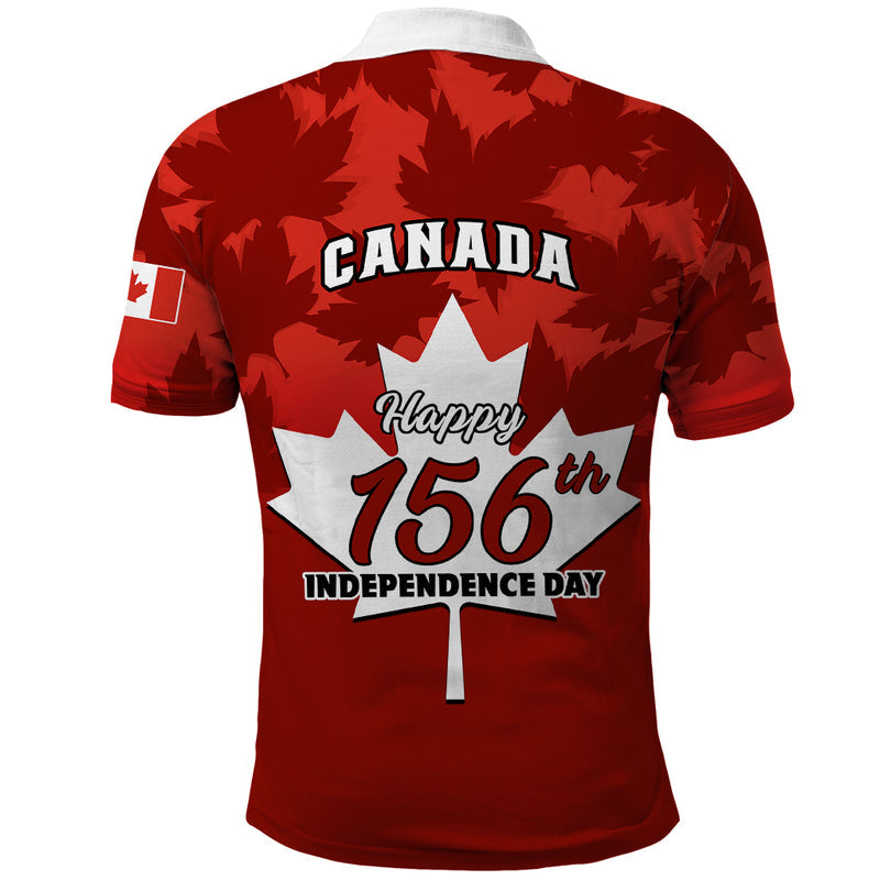 1 July Canada Independence Day Canadian Maple Leaf Happy 156th Anniversary Polo Shirt