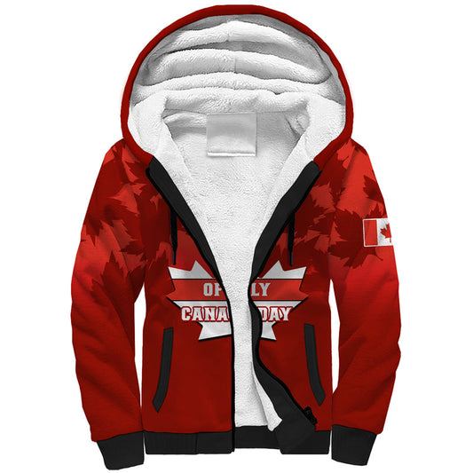 1 July Canada Independence Day Canadian Maple Leaf Happy 156th Anniversary Sherpa Hoodie