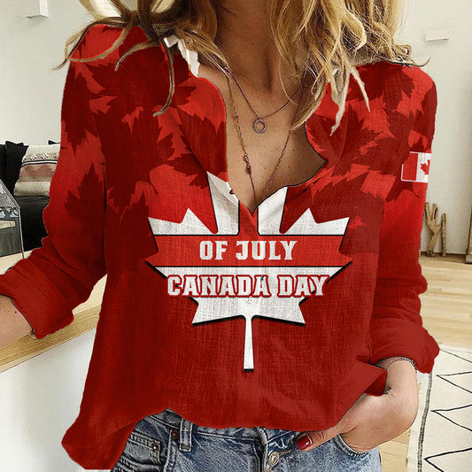 1 July Canada Independence Day Canadian Maple Leaf Happy 156th Anniversary Women Casual Shirt