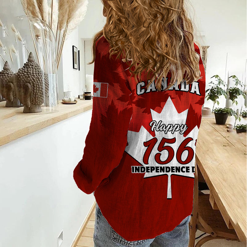 1 July Canada Independence Day Canadian Maple Leaf Happy 156th Anniversary Women Casual Shirt
