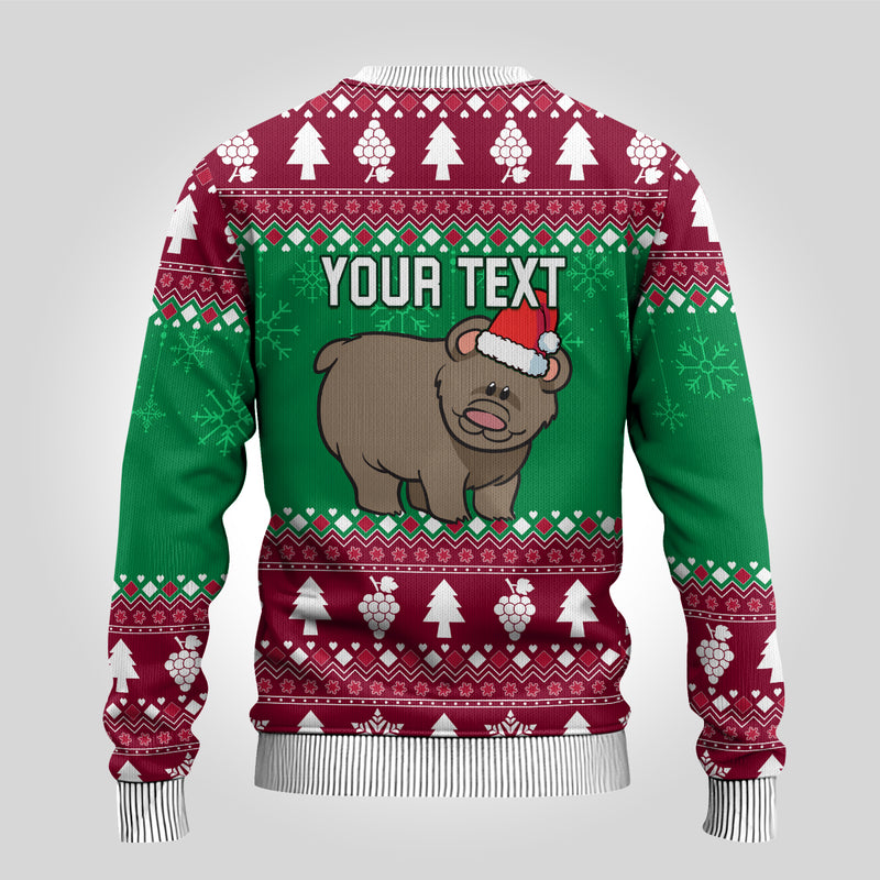 Custom California Christmas Santa Grizzly Bear With Grape Ugly Christmas Sweater