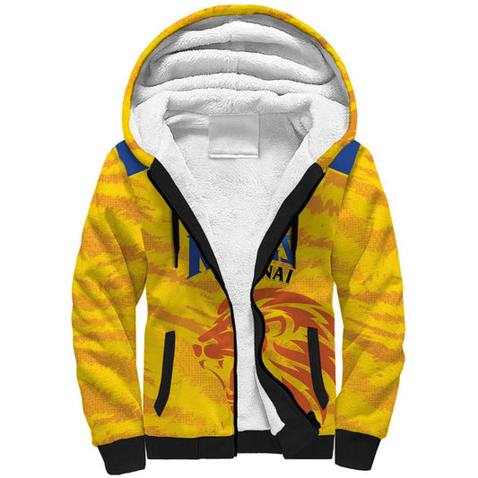 Custom Chennai 2025 Cricket Super Kings Yellow Army Lions Champion Sherpa Hoodie