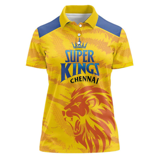 Custom Chennai 2025 Cricket Super Kings Yellow Army Lions Champion Women Polo Shirt