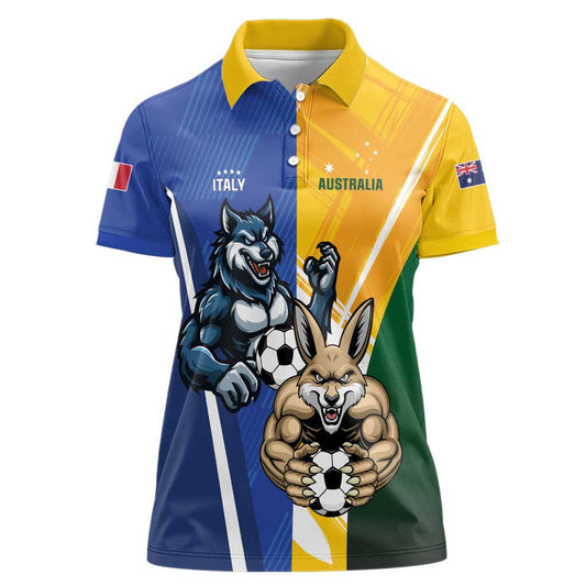 Custom Italy And Australia Soccer Gli Azzurri Vs Socceroos Women Polo Shirt