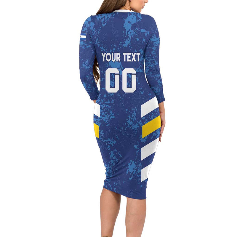 Custom El Salvador Football La Selecta Go Champions Long Sleeve Bodycon Dress