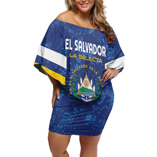 Custom El Salvador Football La Selecta Go Champions Off Shoulder Short Dress