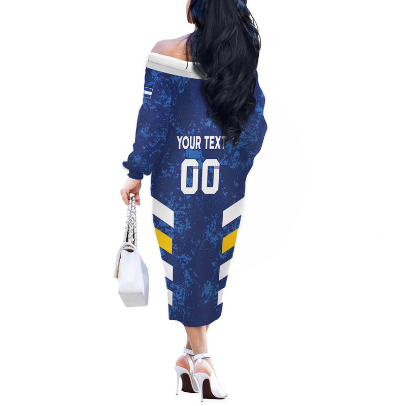 Custom El Salvador Football La Selecta Go Champions Off The Shoulder Long Sleeve Dress