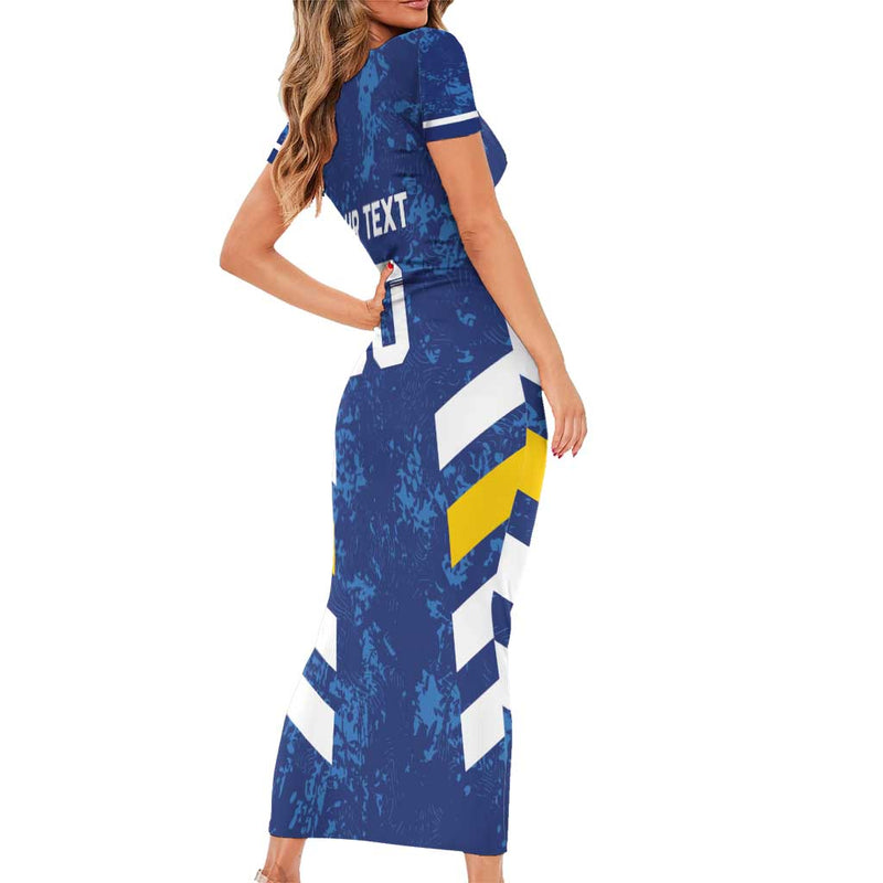 Custom El Salvador Football La Selecta Go Champions Short Sleeve Bodycon Dress