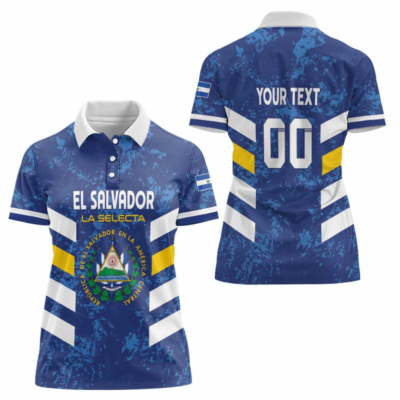 Custom El Salvador Football La Selecta Go Champions Women Polo Shirt