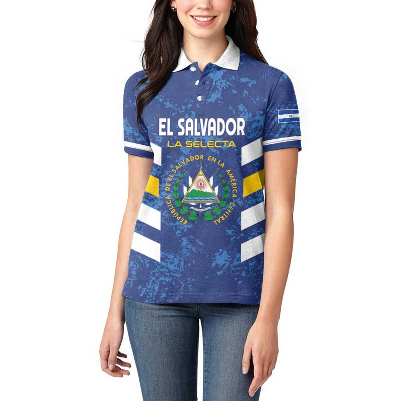 Custom El Salvador Football La Selecta Go Champions Women Polo Shirt