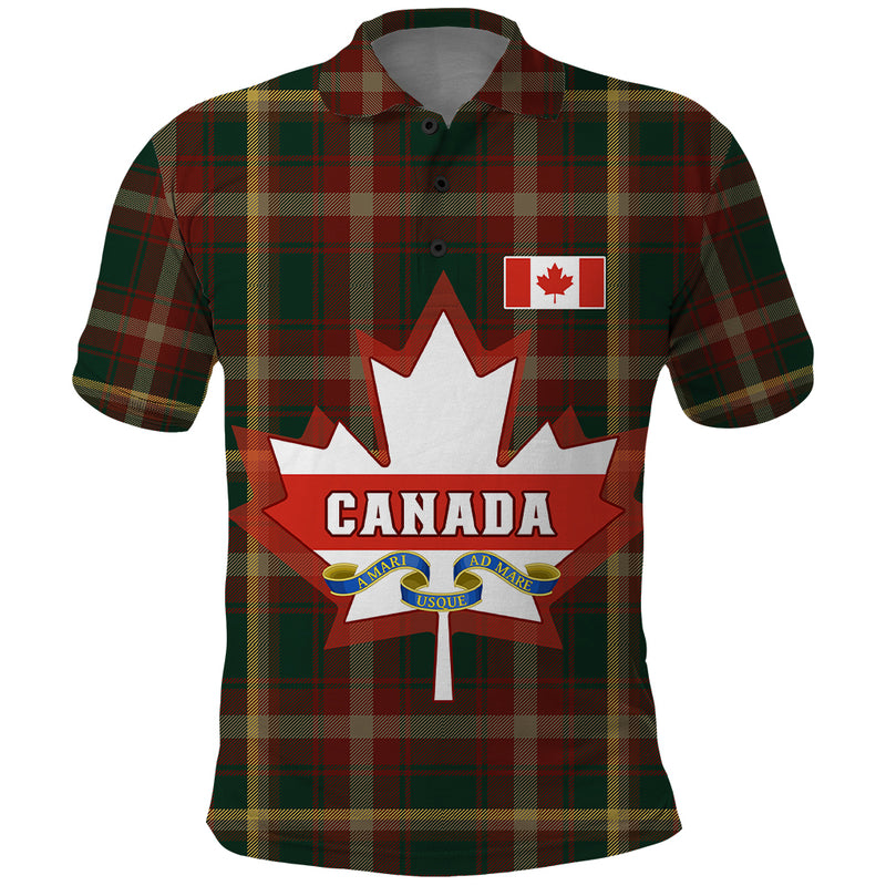 Custom Canada Canadian Coat Of Arms Mix Maple Leaf Tartan Polo Shirt