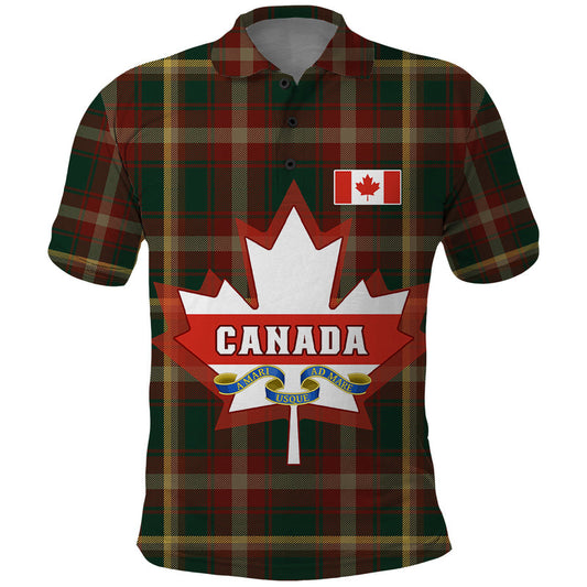 Custom Canada Canadian Coat Of Arms Mix Maple Leaf Tartan Polo Shirt