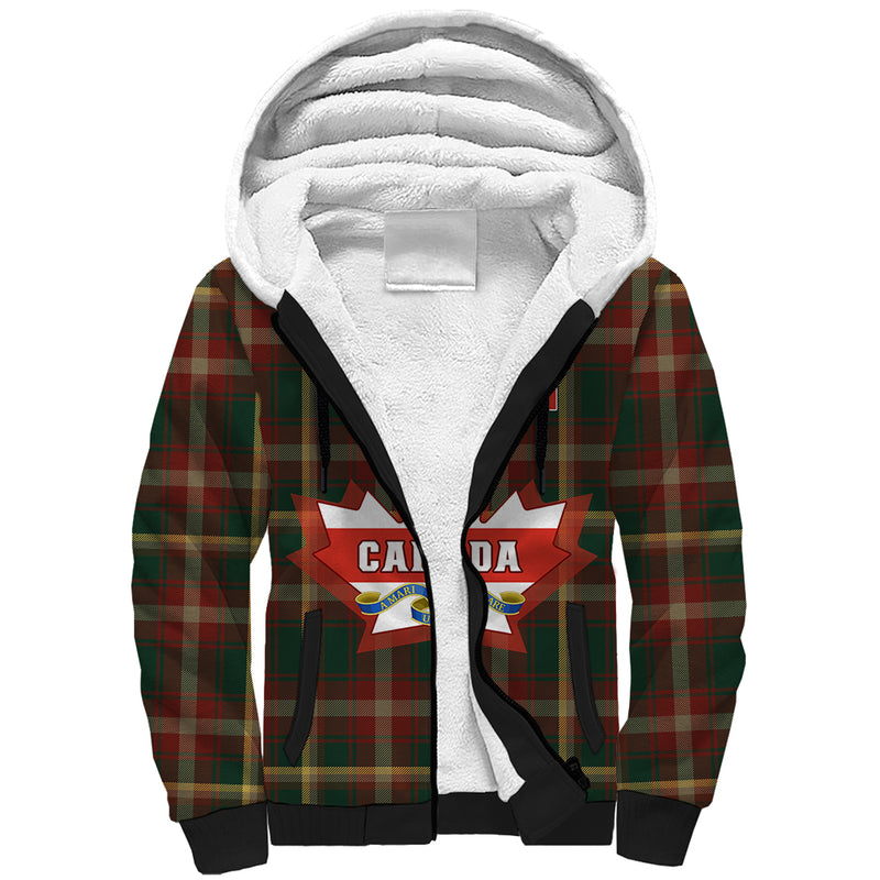 Custom Canada Canadian Coat Of Arms Mix Maple Leaf Tartan Sherpa Hoodie