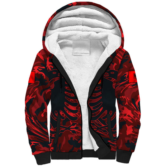 Albania Albanian Golden Eagle Sport Version Sherpa Hoodie