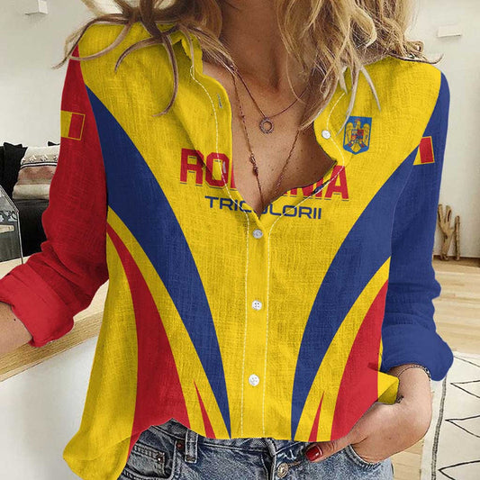 Custom Romania 2024 Football Come On Tricolorii Women Casual Shirt