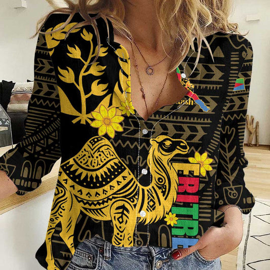 Enkutatash Eritrea New Year Eritrean Camel African Pattern Women Casual Shirt