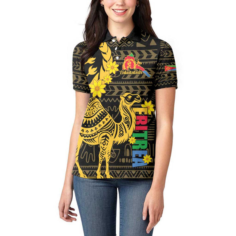 Enkutatash Eritrea New Year Eritrean Camel African Pattern Women Polo Shirt