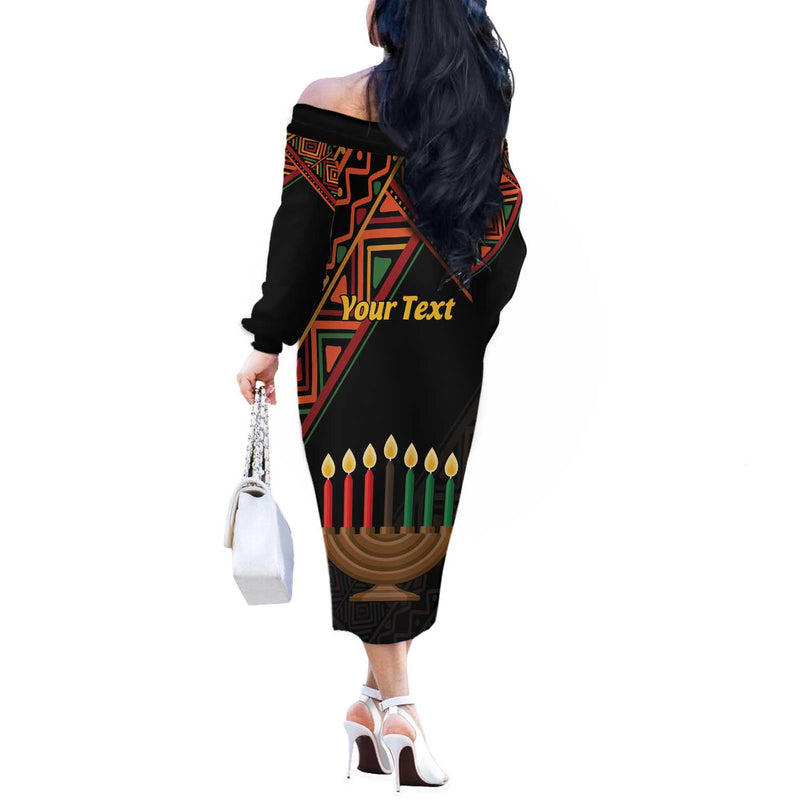 African Happy Kwanzaa Off The Shoulder Long Sleeve Dress