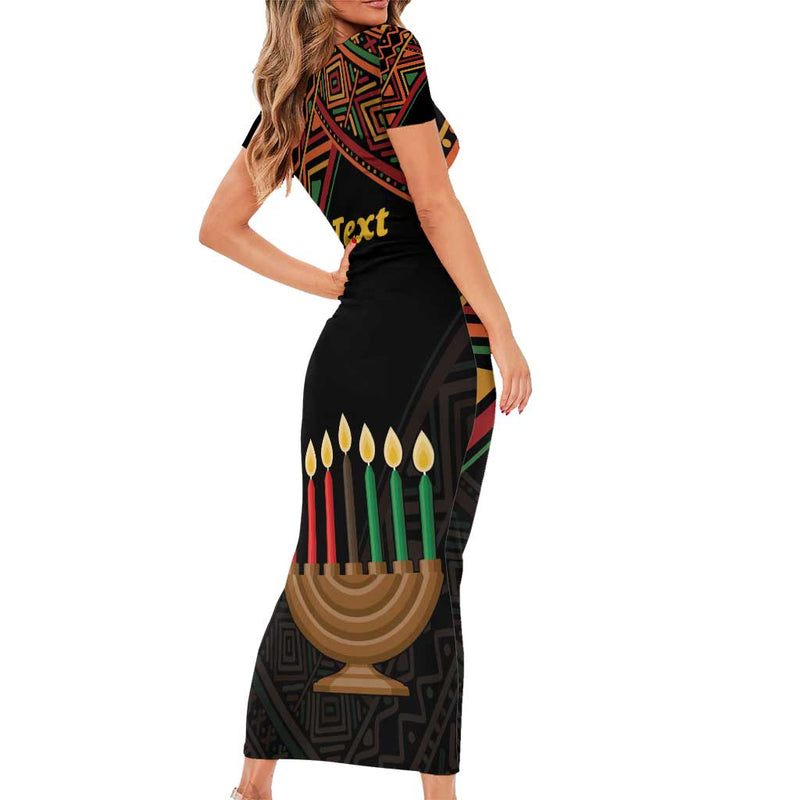 African Happy Kwanzaa Short Sleeve Bodycon Dress