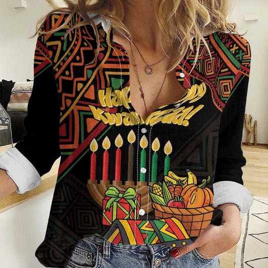 African Happy Kwanzaa Women Casual Shirt